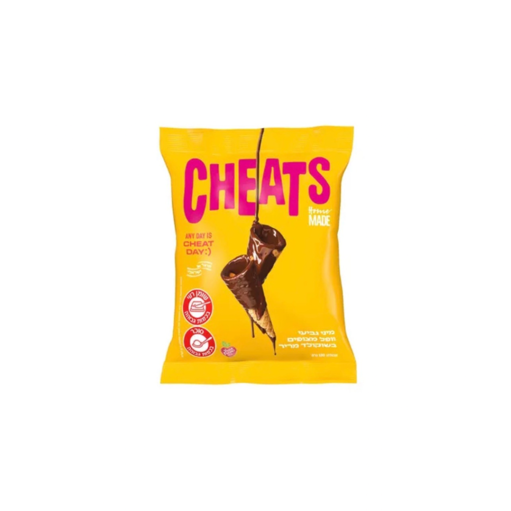 מיני גביעי וופל מצופים בשוקולד מריר CHEATS